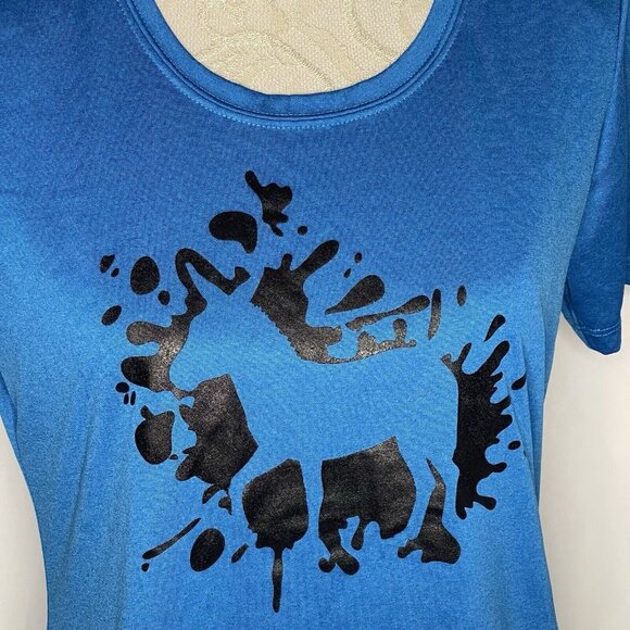 Donkey Womens sz M Tee Shirt Bright Blue Brayz Restaurant Hazel Park MI - Picture 2 of 7